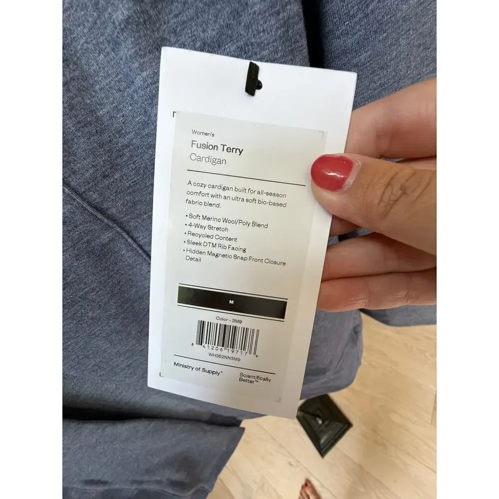Ministry of Supply Women's Blue Fusion Terry Cardigan Size M